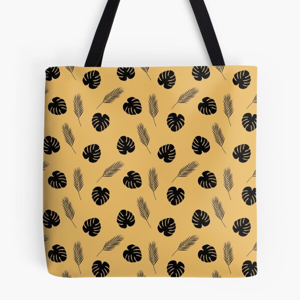 Item preview, Black Tropical Leaves on Mustard Yellow – Minimalist Jungle Pattern designed and sold by ArtFairy38.