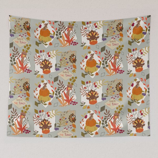 Item preview, Funny Thanksgiving Turkey Fall Garden Geometric Pattern designed and sold by Vibria Pattern Studio.
