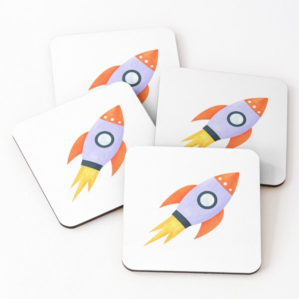 Item preview, Retro Watercolor Rocket Flying Through Space designed and sold by -KRAFTWERK.