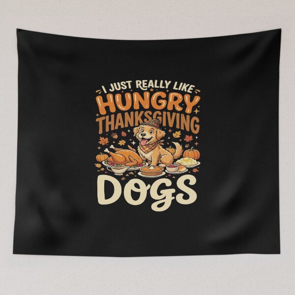 Aperçu de l'œuvre Hungry Thanksgiving Dog Funny Fall Feast créée et vendue par YASSINE HZ.