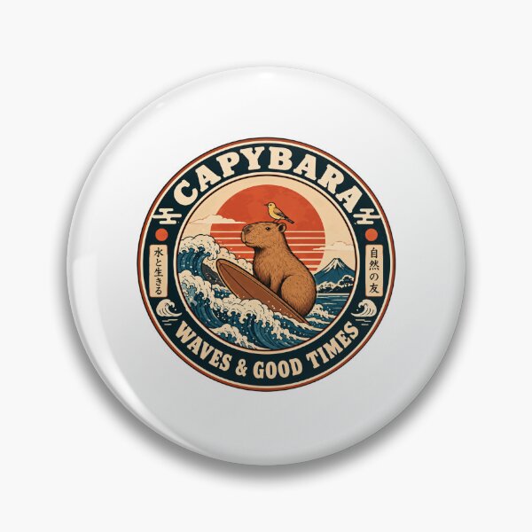 Item preview, Capybara Waves & Good Times Surfing Ocean Beach Fan designed and sold by HumansStuck12.
