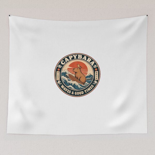 Item preview, Capybara Waves & Good Times Surfing Ocean Beach Fan designed and sold by HumansStuck12.