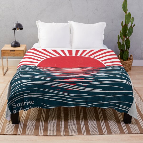 Item preview, Red Sunrise Over Ocean Retro Illustration designed and sold by RICAMTP.