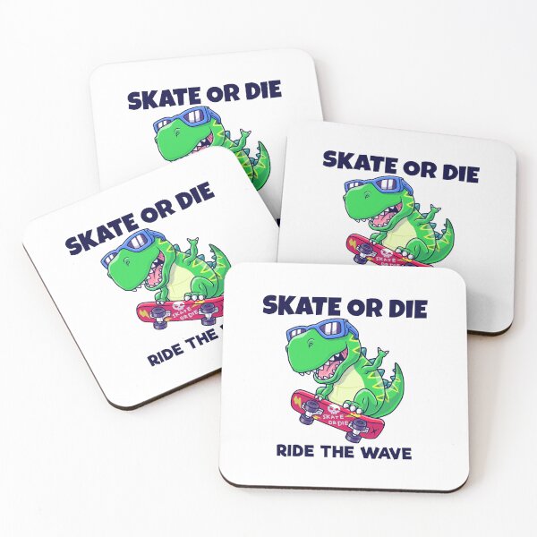 Item preview, Skate Or Die Ride The Wave Dinosaur Skater Skateboarder designed and sold by SkeletonsDanger.