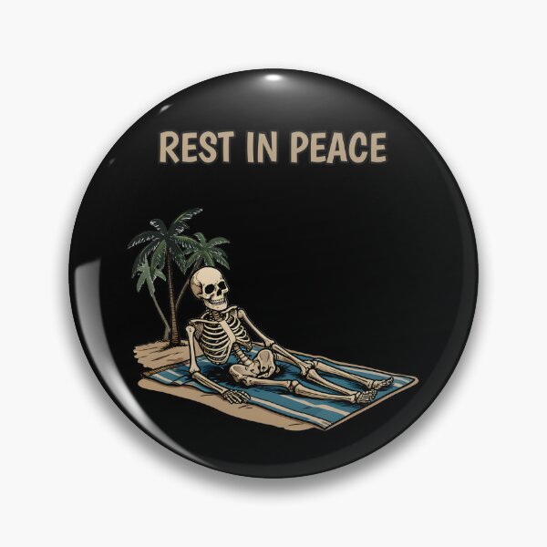 Item preview, Rest in Peace — Skeleton Lounging on a Beach Towel designed and sold by DarkAgeArt.