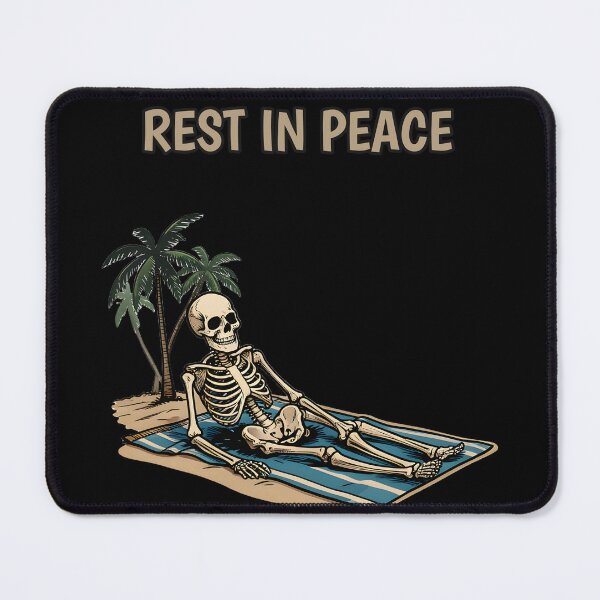Item preview, Rest in Peace — Skeleton Lounging on a Beach Towel designed and sold by DarkAgeArt.