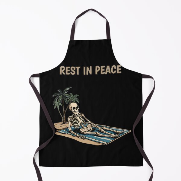 Aperçu de l'œuvre Repose en paix — Squelette allongé sur une serviette de plage créée et vendue par DarkAgeArt.