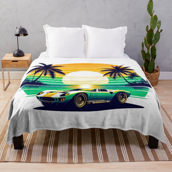 Item preview, Retro Green Sports Car at Sunset with Palm Trees designed and sold by RICAMTP.