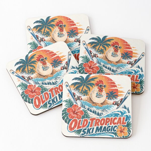 Item preview, Old Tropical Ski Magic – Retro Chicken Adventure designed and sold by Plus91BIRD.