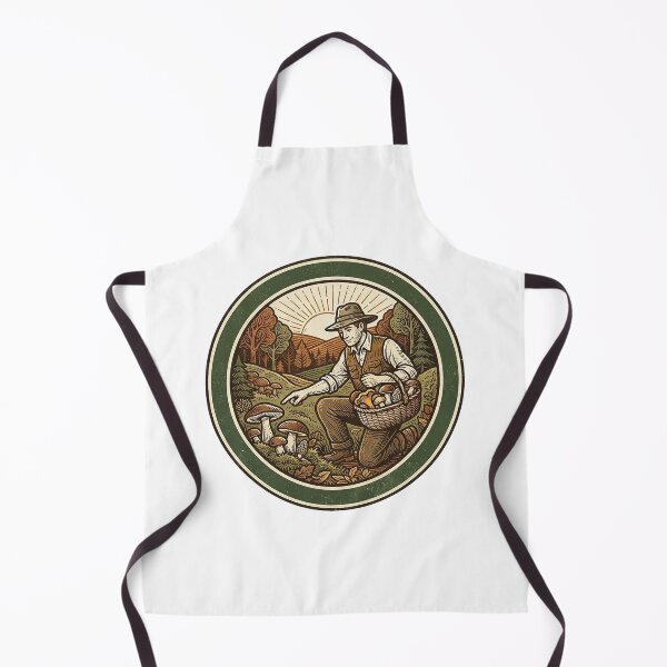 Item preview, Vintage Mushroom Forager - Cottagecore Forest Autumn Art designed and sold by The Red Lime.