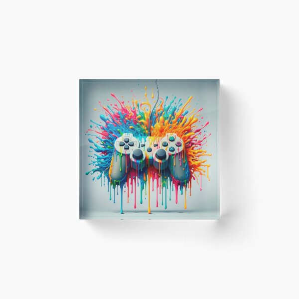 Item preview, Rainbow Gamepad Paint Splatter Gaming Art designed and sold by RICAMTP.