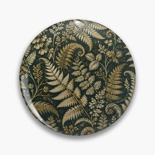 Item preview, Vintage Gold Fern Botanical Engraving Wallpaper Pattern designed and sold by Apex Designs.