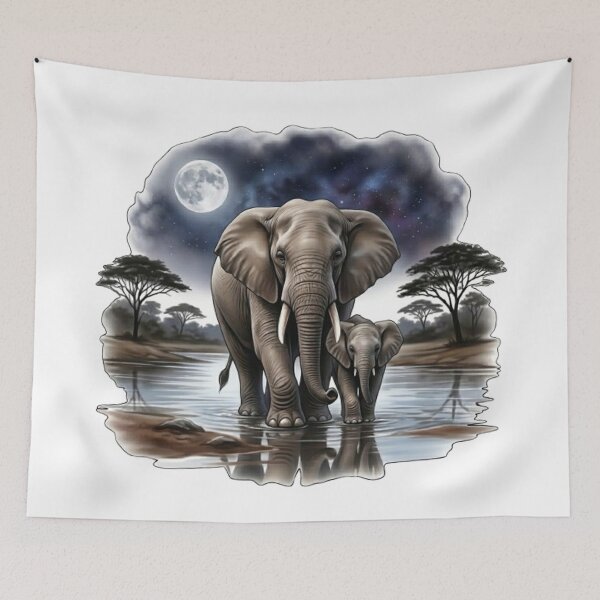Item preview, A majestic elephant with her baby elephant. designed and sold by CHRIST5000.