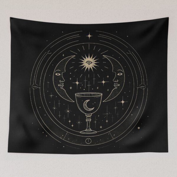 Item preview, Vintage Lunar Mysticism – Sun Eye and Moon Faces designed and sold by InnerwayStudio.