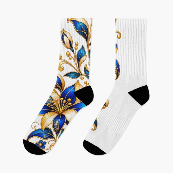 Item preview, Royal Blue and Gold Floral Elegance designed and sold by NeuroArtGallery.