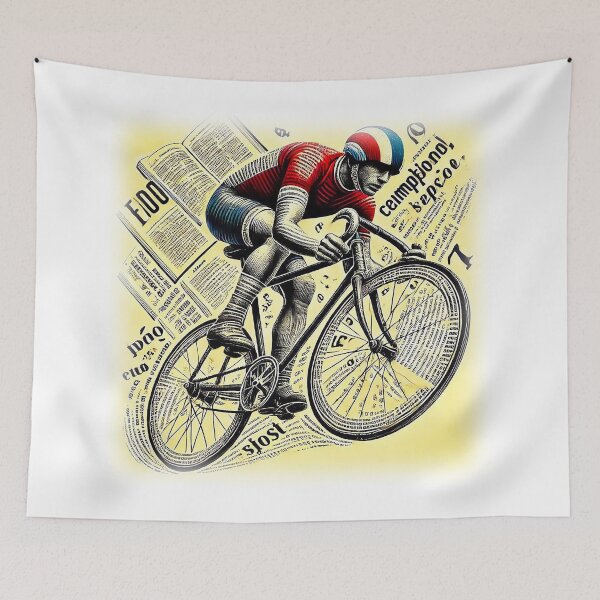 Item preview, Retro Cyclist Newspaper Collage Vintage designed and sold by RICAMTP.