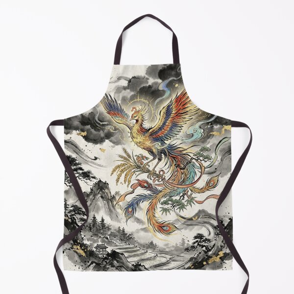 Item preview, Sacred Japanese Phoenix Bountiful Harvest Suibokuga Art designed and sold by iris-festival.