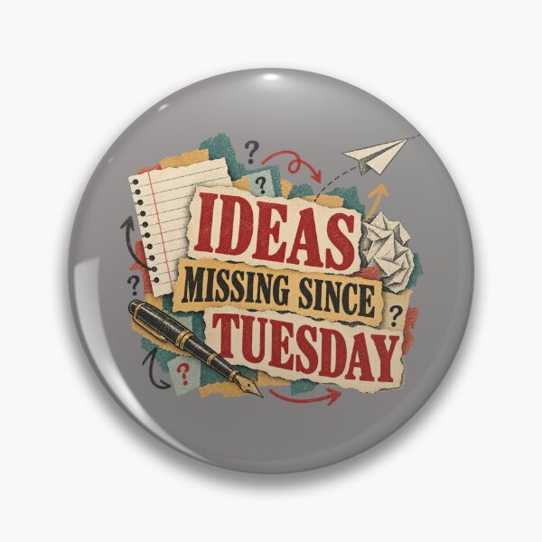 Item preview, Ideas Missing Since Tuesday – Funny Writer Block Poetcore Art designed and sold by Golden Era Studio.