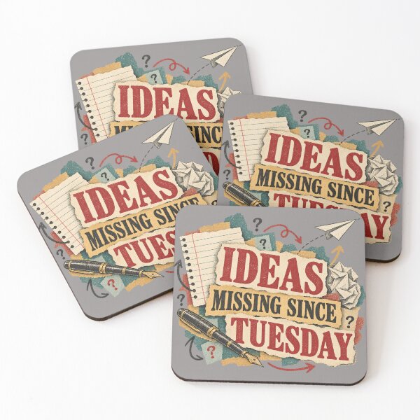 Item preview, Ideas Missing Since Tuesday – Funny Writer Block Poetcore Art designed and sold by Golden Era Studio.