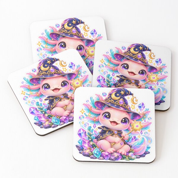Item preview, Cute Magical Axolotl Wizard Sticker – Kawaii Fantasy Crystal Creature designed and sold by CoquetteLunaCo.