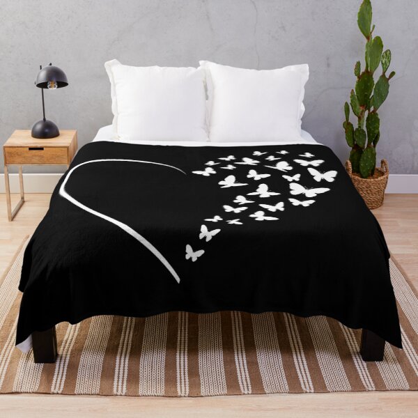 Item preview, Butterfly Heart Outline White on Black designed and sold by RICAMTP.
