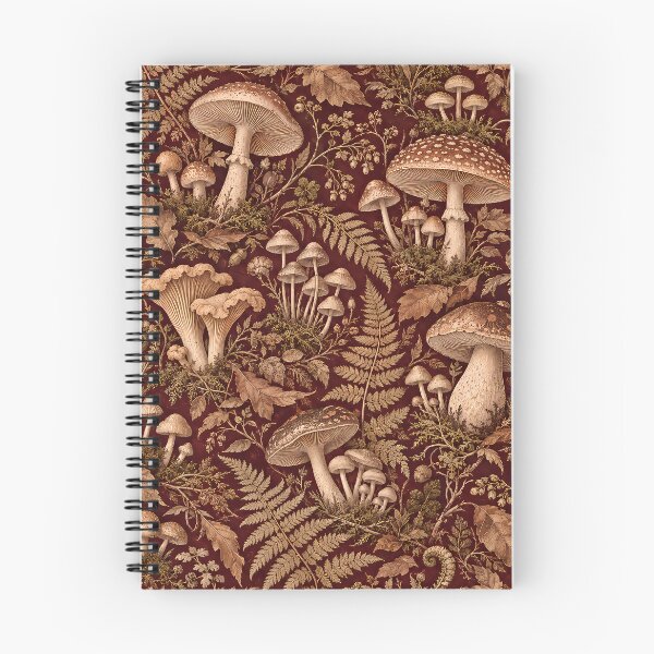 Item preview, Vintage Burgundy Mushroom and Fern Botanical Wallpaper Pattern designed and sold by Apex Designs.
