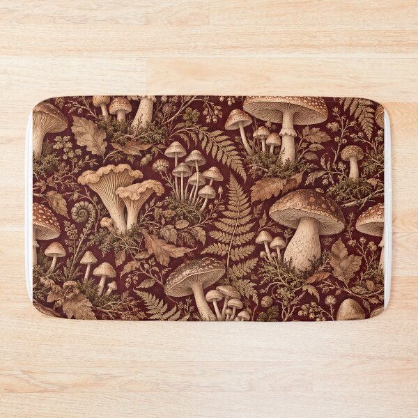 Item preview, Vintage Burgundy Mushroom and Fern Botanical Wallpaper Pattern designed and sold by Apex Designs.