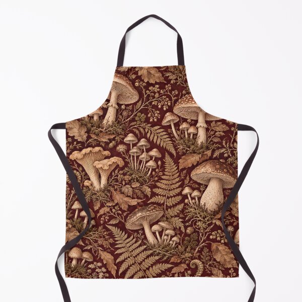 Item preview, Vintage Burgundy Mushroom and Fern Botanical Wallpaper Pattern designed and sold by Apex Designs.