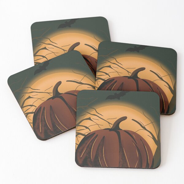 Item preview, Minimalist Halloween Pumpkin and Bat in Earthy Tones designed and sold by ByBiancaArt.