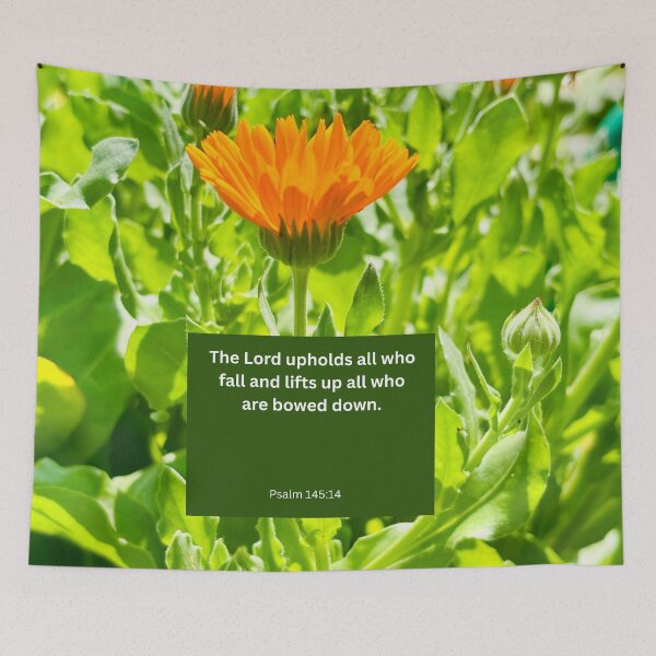 Aperçu de l'œuvre Psaume 145 fond de fleur orange créée et vendue par happytraveller1.