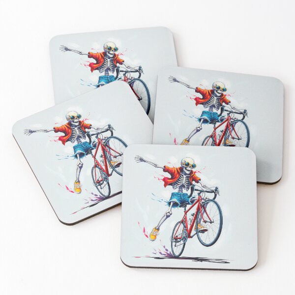 Item preview, Skeleton Cyclist Wheelie Watercolor Art designed and sold by RICAMTP.
