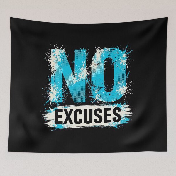 Item preview, No Excuses – Gym Workout Motivational Grunge Typography Design designed and sold by Vibe-Vary.