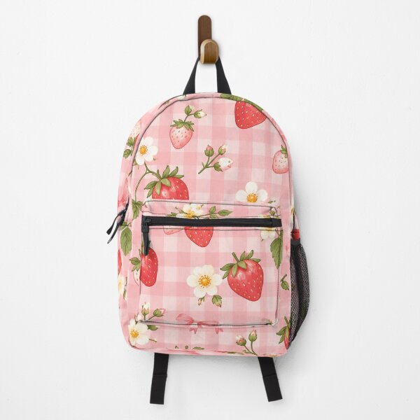 Item preview, Strawberry Garden Pink Gingham with Ribbon Bows designed and sold by KokoDeez.