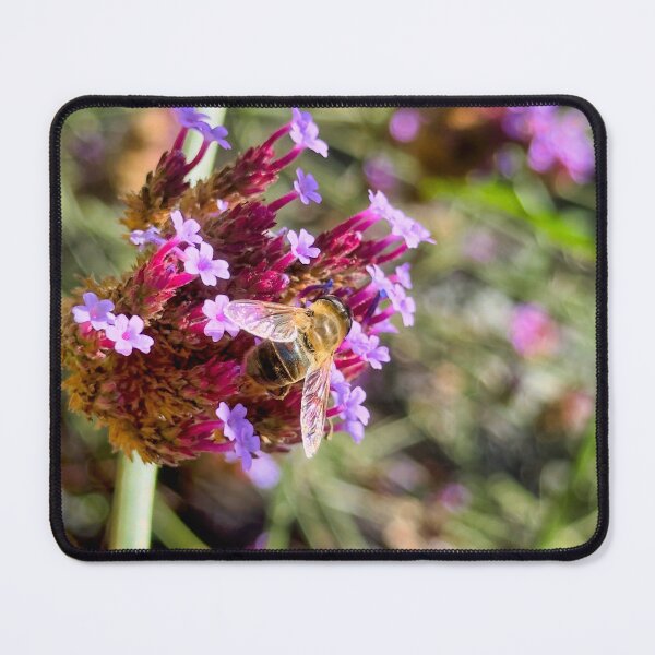 Item preview, Bee on Purple Verbena Flower Close Up Nature Macro Photography designed and sold by leonwoods.
