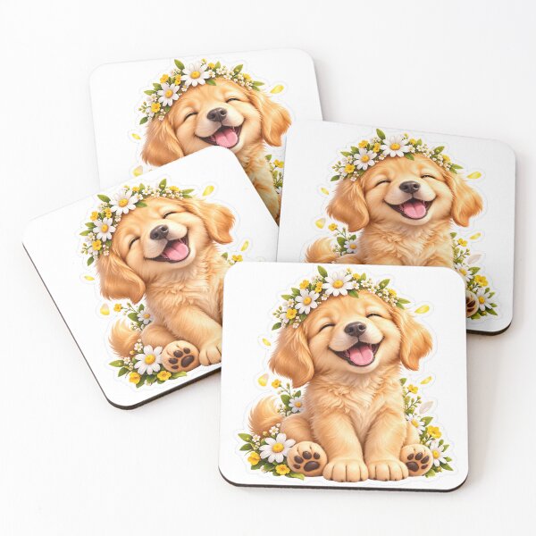 Item preview, Cute Golden Retriever Puppy Sticker – Happy Dog with Daisy Flower Crown designed and sold by CoquetteLunaCo.