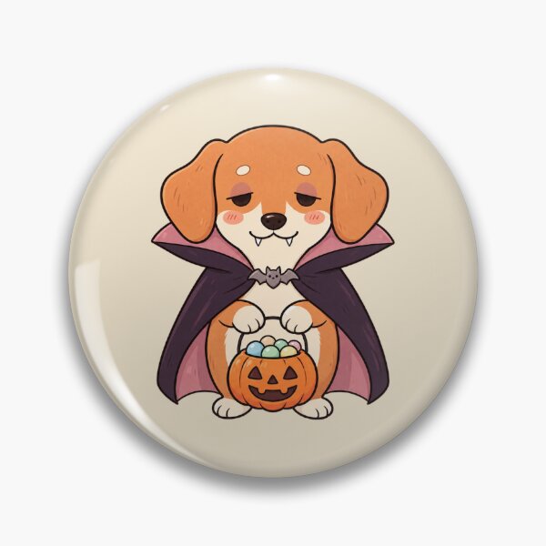 Item preview, Cute Vampire Dog – Halloween Puppy with Pumpkin Candy Bucket designed and sold by MrDev.