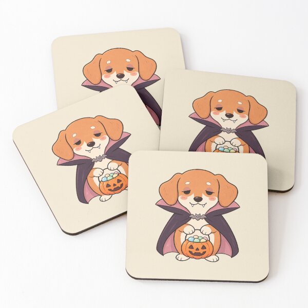 Item preview, Cute Vampire Dog – Halloween Puppy with Pumpkin Candy Bucket designed and sold by MrDev.