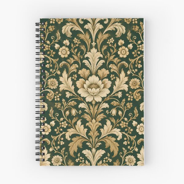Item preview, Vintage Forest Green Gold Floral Damask Wallpaper Pattern designed and sold by Apex Designs.