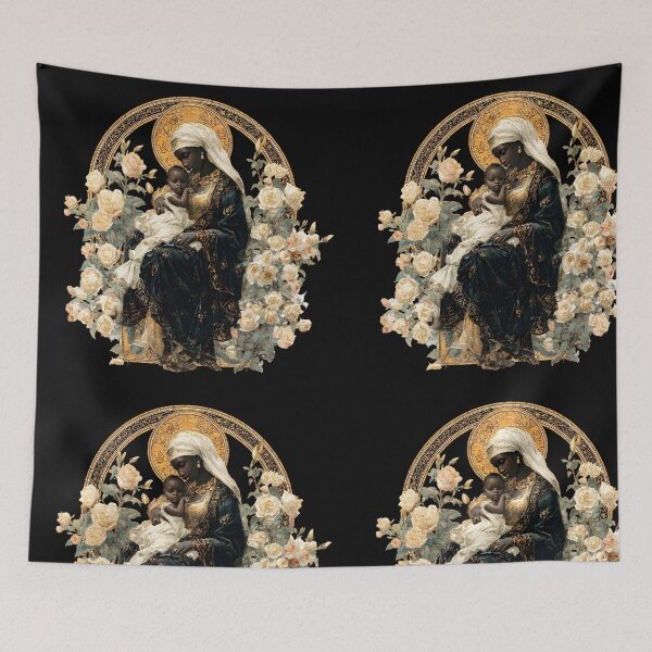 Item preview, Black African Floral Madonna and Child designed and sold by Instant Printing.