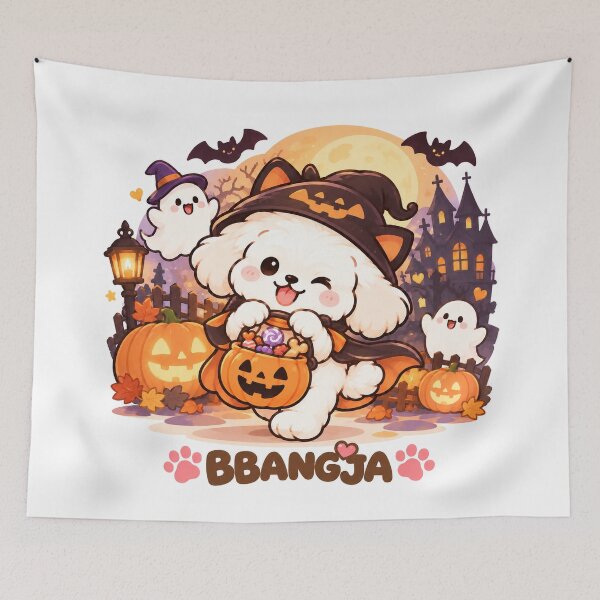 Item preview, Cute Halloween Puppy BBANGJA – Kawaii Witch Dog Trick or Treat Pumpkin Ghosts designed and sold by Windy-market.