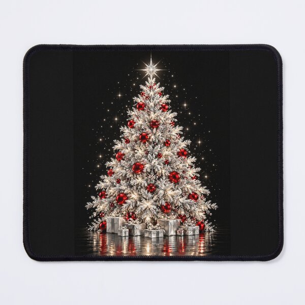Item preview, Silver Christmas Tree with Ruby Red Ornaments designed and sold by Kimberly Palmer.