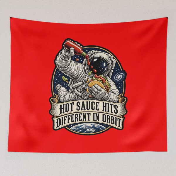 Item preview, Hot Sauce Hits Different in Orbit Astronaut Taco Life Art Design designed and sold by fantasticdesign.