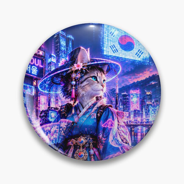 Artikelvorschau, Neon Seoul Cat – Futuristic Korean Hanbok entworfen und verkauft von Neon Riot Studio.
