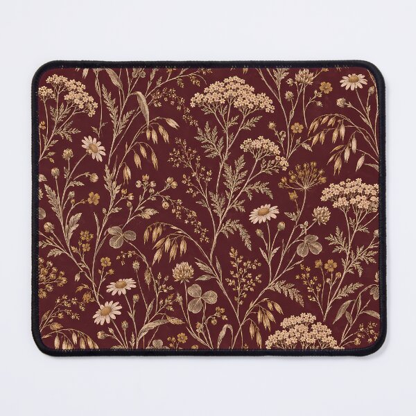 Item preview, Vintage Burgundy Wildflower Meadow Botanical Engraving Wallpaper Pattern designed and sold by Apex Designs.