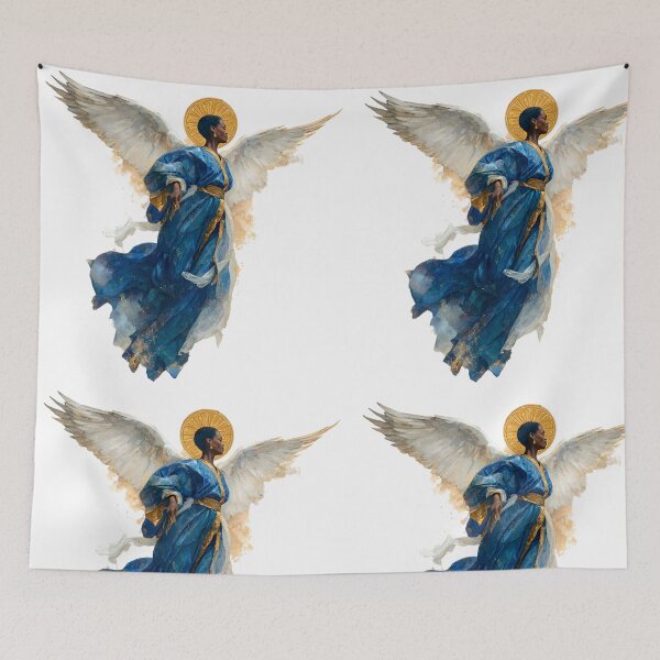 Aperçu de l'œuvre Black Afro American Angel Woman Spiritual Art créée et vendue par Instant Printing.