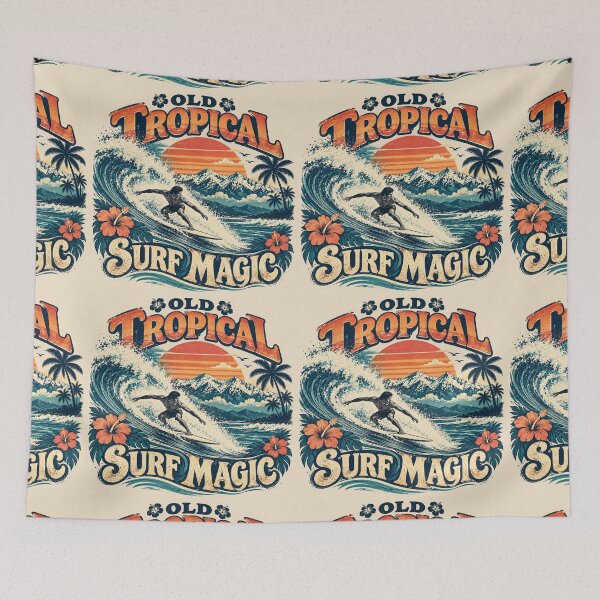 Item preview, Old Tropical Surf Magic – Retro Island Wave Adventure designed and sold by Plus91BIRD.