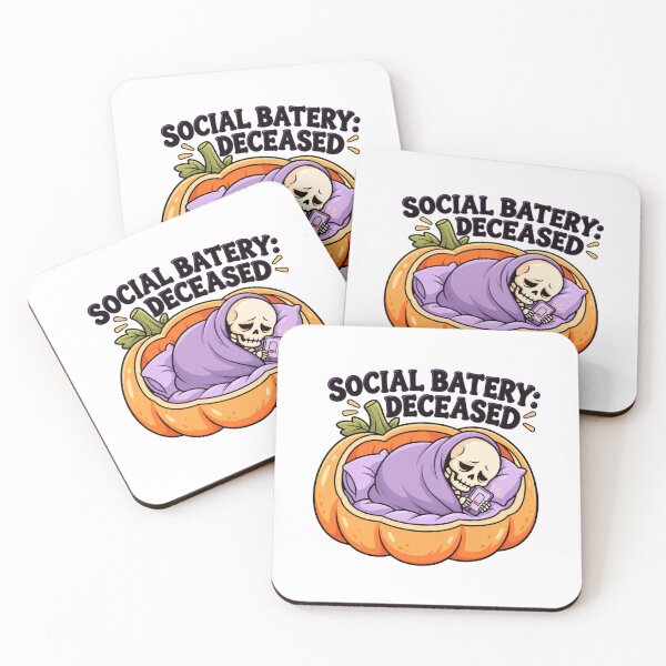 Item preview, Funny Introvert Halloween Skeleton – Social Battery Deceased designed and sold by MrDev.