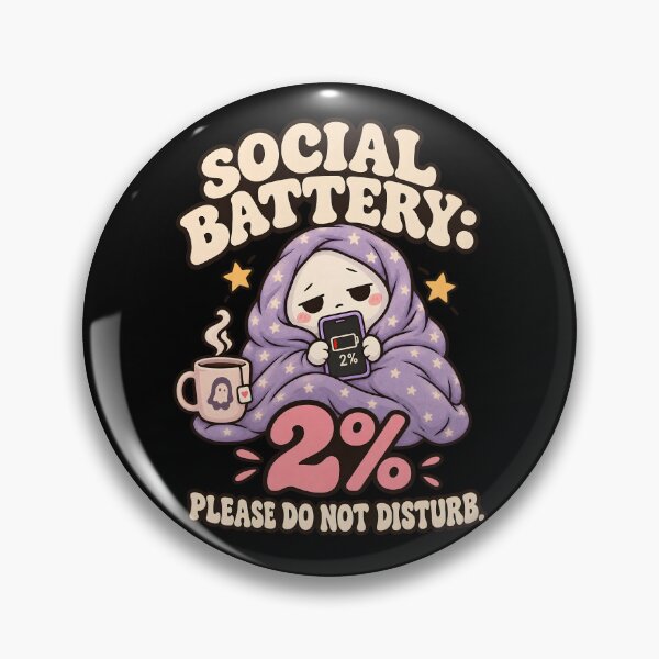Item preview, Social Battery 2 Percent Cute Ghost designed and sold by Flamocha.
