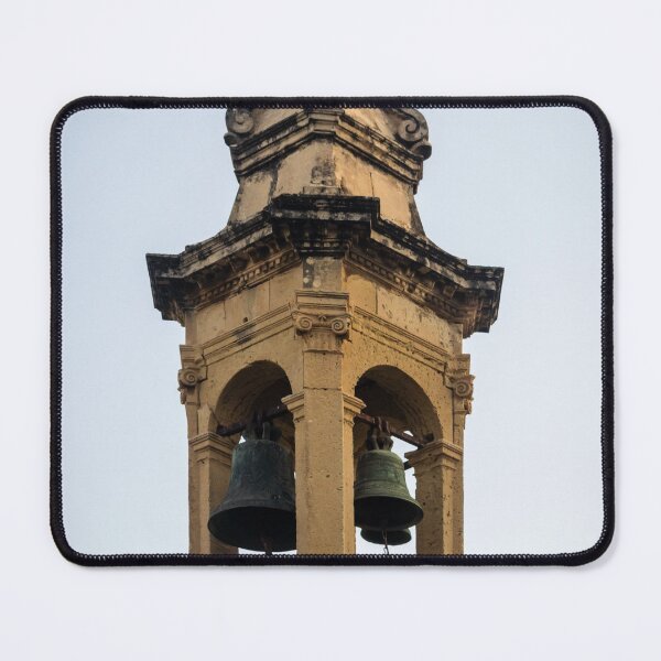 Item preview, Historic Bell Tower With Two Bronze Bells and Weathered Stone Church Architecture At Dusk designed and sold by Nmallia.