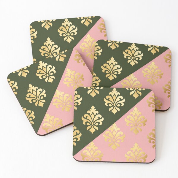 Item preview, Dusk Hunter Green, Pink & Gold Damask designed and sold by DesignsByPrnces.